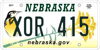 NE license plate XOR415