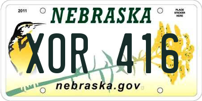 NE license plate XOR416