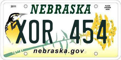 NE license plate XOR454