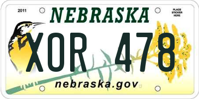 NE license plate XOR478
