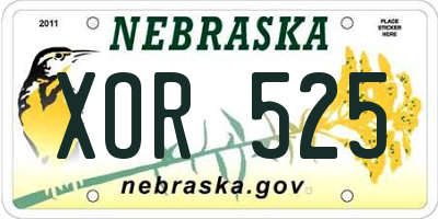 NE license plate XOR525