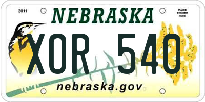 NE license plate XOR540