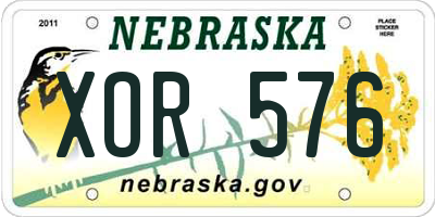 NE license plate XOR576