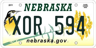 NE license plate XOR594