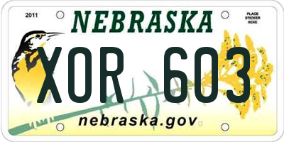 NE license plate XOR603