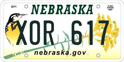 NE license plate XOR617