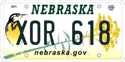 NE license plate XOR618