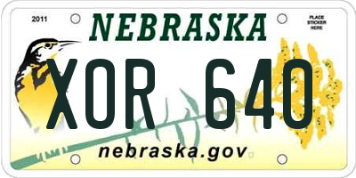 NE license plate XOR640