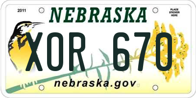 NE license plate XOR670
