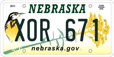 NE license plate XOR671