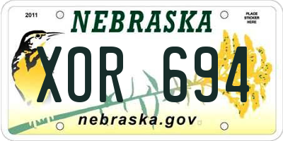 NE license plate XOR694