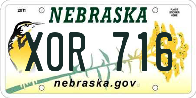 NE license plate XOR716