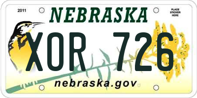 NE license plate XOR726