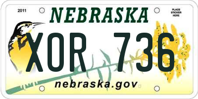 NE license plate XOR736