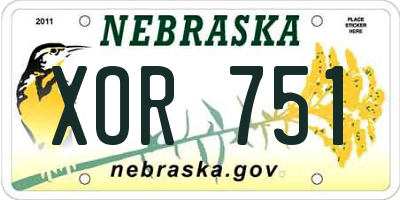 NE license plate XOR751
