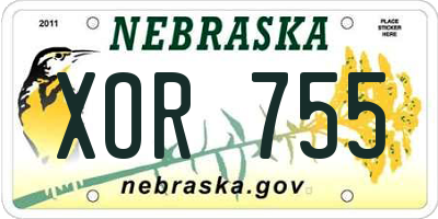 NE license plate XOR755