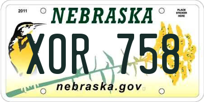 NE license plate XOR758