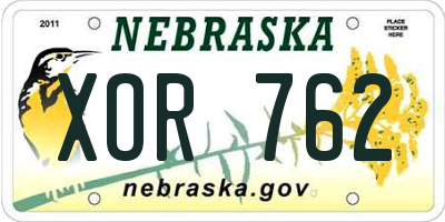 NE license plate XOR762