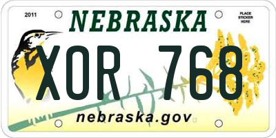 NE license plate XOR768