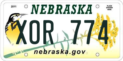 NE license plate XOR774