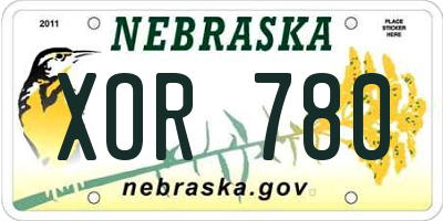 NE license plate XOR780
