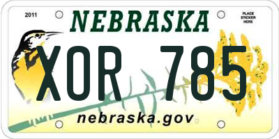 NE license plate XOR785