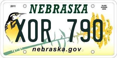 NE license plate XOR790