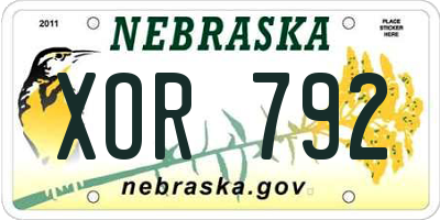 NE license plate XOR792
