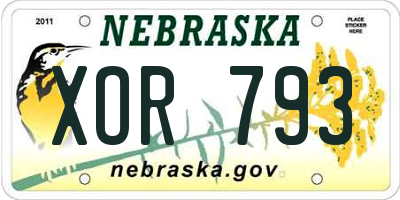 NE license plate XOR793