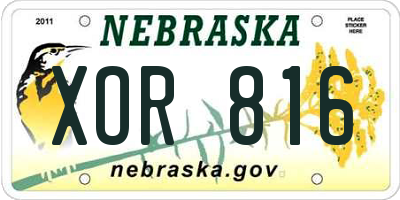 NE license plate XOR816