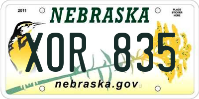 NE license plate XOR835