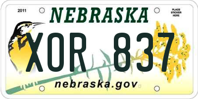 NE license plate XOR837