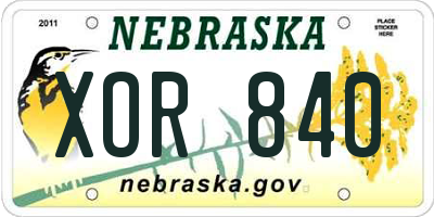 NE license plate XOR840