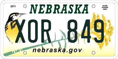 NE license plate XOR849