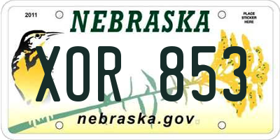 NE license plate XOR853