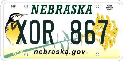 NE license plate XOR867