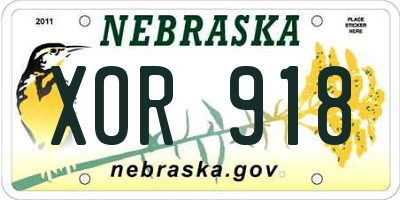 NE license plate XOR918
