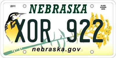 NE license plate XOR922