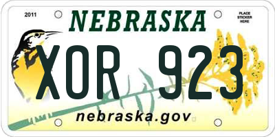 NE license plate XOR923