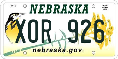 NE license plate XOR926