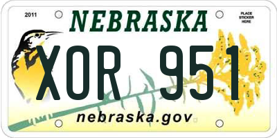 NE license plate XOR951
