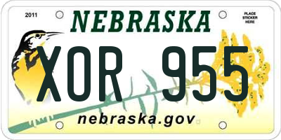 NE license plate XOR955