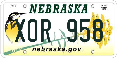 NE license plate XOR958