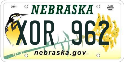 NE license plate XOR962