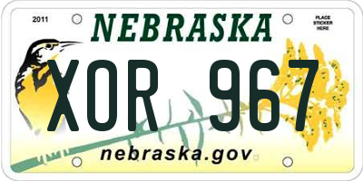 NE license plate XOR967