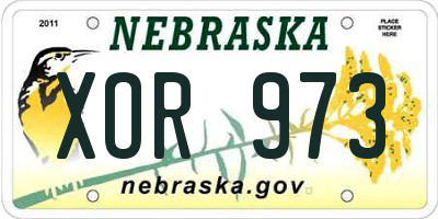 NE license plate XOR973