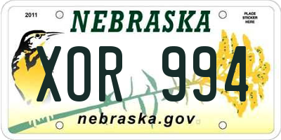 NE license plate XOR994