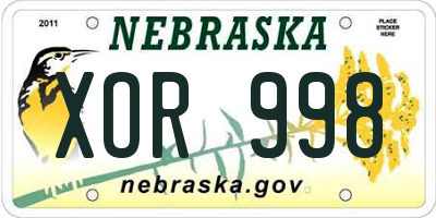 NE license plate XOR998
