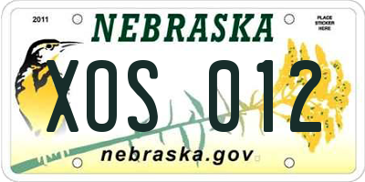 NE license plate XOS012