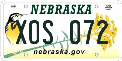 NE license plate XOS072